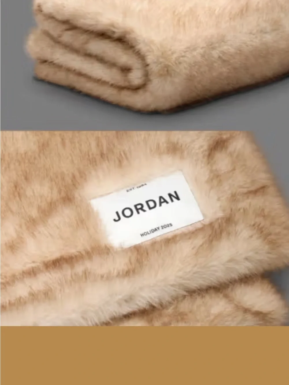 Jordan Faux Fur Throw Blanket in Light Tan